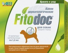 Капли дерматологические FITODOC для средних пород собак, 4 пипетки