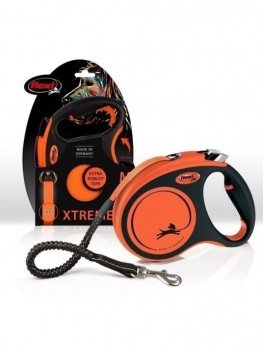 Рулетка-лента FLEXI XTREME L TAPE, для собак весом до 65кг, 5м, оранжевый