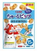 Лакомства для кошек INABA "Подушечки с начинкой МИКС японских тунцов" 12гр*15 пакетиков