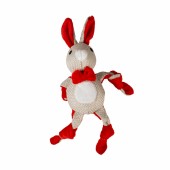 Игрушка для собак мягкая DUVO+ "Новогодний кролик", бежево-красный