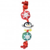 Игрушка для собак веревочная с пищалкой DUVO+ "Пингвин со снежинками"