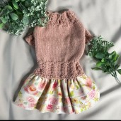 Платье вязаное ручной работы розовое