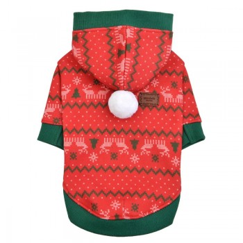 Новогодний свитер с капюшоном для собак PINKAHOLIC  "Noelle", красный