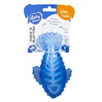 Игрушка для собак резиновая DUVO+  "Рыбка", голубая